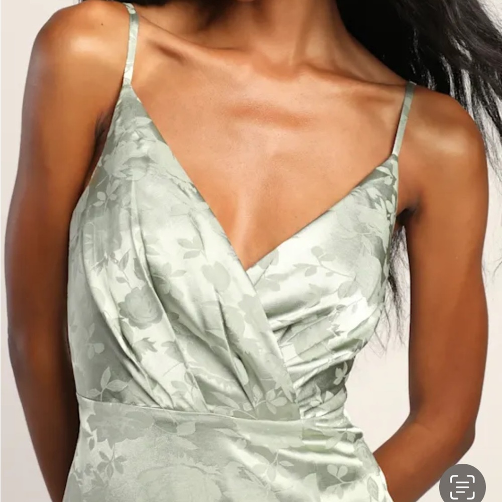 Lulu's Sage Green Floral Maxi Dress